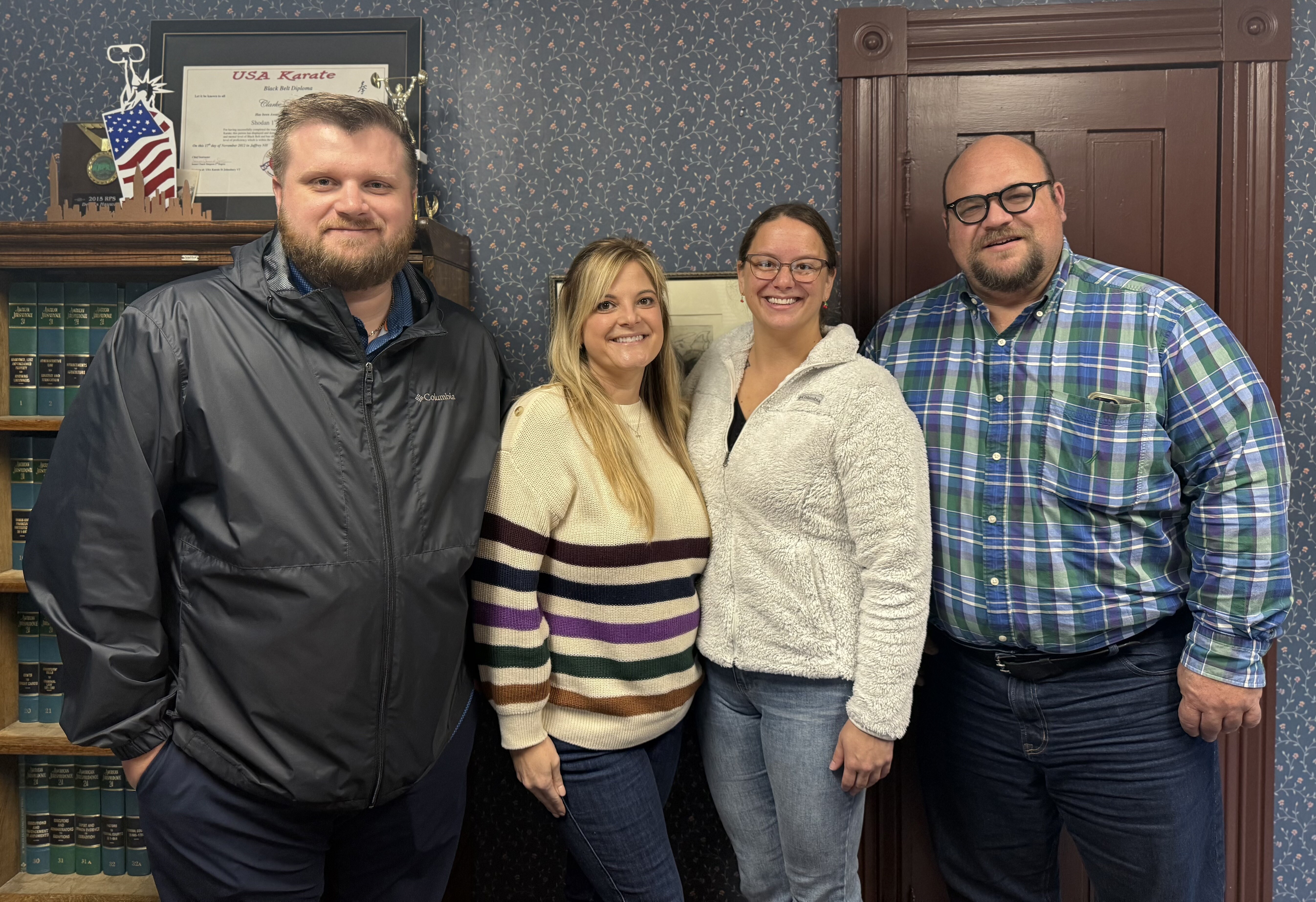 Pictured (left to right): Ben Brooks, Residential Lender at Community National Bank; Nikki Peters, Realtor for Stonecrest Properties; Dixie Vestal, Home Buyer; Patrick Shattuck, RuralEdge Executive Director